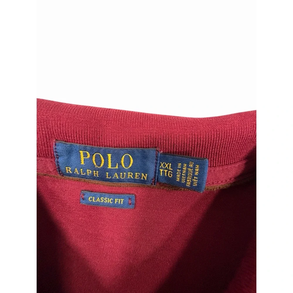 Polo Ralph Lauren Classic Fit Long Sleeve Polo Shirt Burgundy Red XXL Cotton